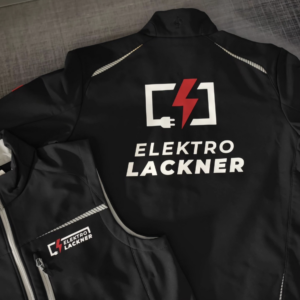 Druck auf Jacken und Gilets für "Elektro Lackner"